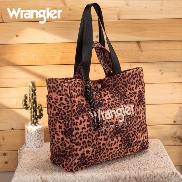 Wrangler Leopard Print Large Tote/Crossbody Pink - Picture 2 of 6